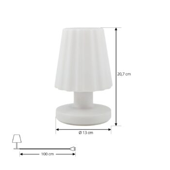 Lindby LED dobíjacia stolná lampa Jovem, biela, plast, RGB