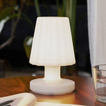 Lindby LED dobíjacia stolná lampa Jovem, biela, plast, RGB