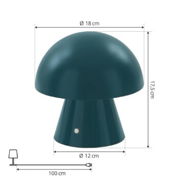 Lindby LED dobíjacia stolná lampa Nevijo, benzín, Ø18cm, USB, stmievač