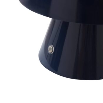 Lindby LED dobíjacia stolná lampa Nevijo, modrá, Ø18cm, USB, stmievač