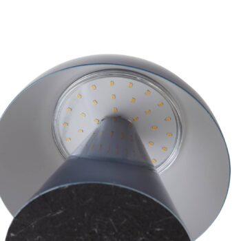 Lindby LED dobíjacia stolná lampa Nevijo, modrá, Ø18cm, USB, stmievač