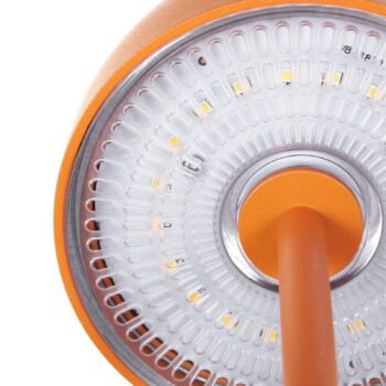 Lindby LED dobíjacia stolová lampa Areitty, oranžová, sada 2 ks, hliník