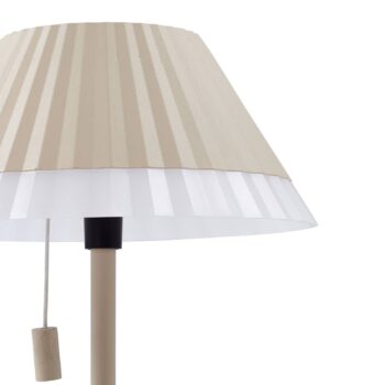 Lindby LED dobíjacia stolová lampa Ilvi, béžová, hliník, Ø 17,5 cm