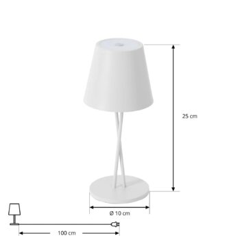 Lindby LED dobíjacia stolová lampa Janea CROSS, biela, kov