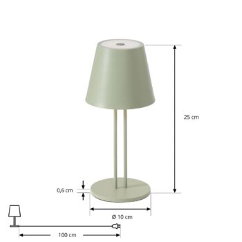 Lindby LED dobíjacia stolová lampa Janea TWIN, zelená, kov