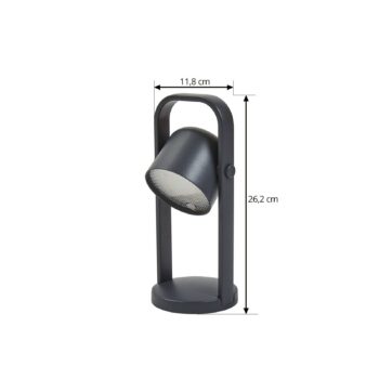Lindby LED dobíjacia stolová lampa Kalevi, čierna, hliník, CCT