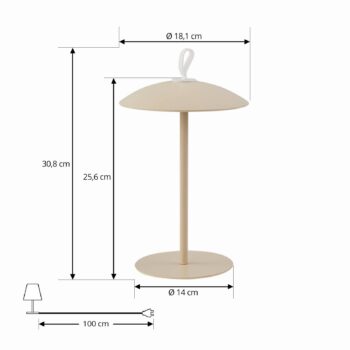 Lindby LED dobíjacia stolová lampa Kanani, béžová, stmievateľná