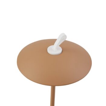 Lindby LED dobíjacia stolová lampa Kanani, hnedá, stmievateľná
