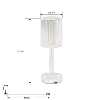 Lindby LED dobíjacia stolová lampa Louane, 25,7 cm, USB, RGBW