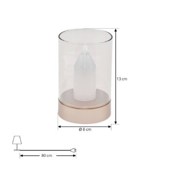 Lindby LED dobíjacia stolová lampa Lumana, jantárová, sklo, stmievateľná