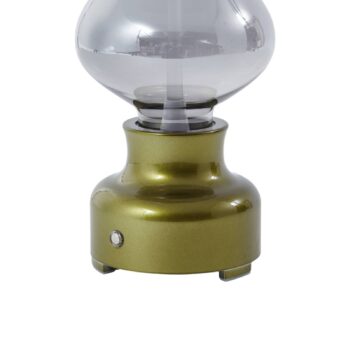 Lindby LED dobíjacia stolová lampa Maxentius, zelená, sklo, stmievač