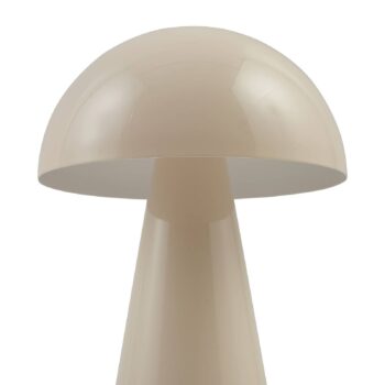 Lindby LED dobíjacia stolová lampa Nevijo, béžová, Ø20cm, USB, stmievač