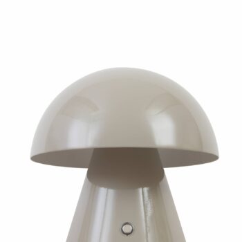 Lindby LED dobíjacia stolová lampa Nevijo, sivá, Ø18cm, USB, stmievač