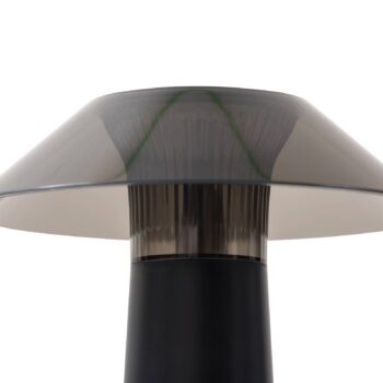 Lindby LED dobíjacia vonkajšia stolová lampa Gomba, čierna, stmievateľná