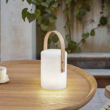 Lindby LED dobíjacia vonkajšia stolová lampa Juria, biela, CCT, IP44