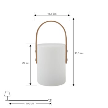 Lindby LED dobíjacia vonkajšia stolová lampa Juria, biela, CCT, IP44