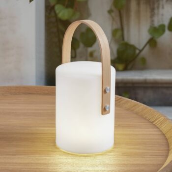 Lindby LED dobíjacia vonkajšia stolová lampa Juria, biela, CCT, IP44