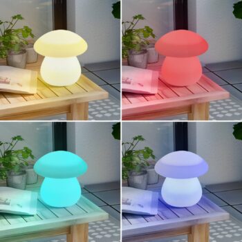 Lindby LED dobíjacia vonkajšia stolová lampa Vernate, RGBW, biela,