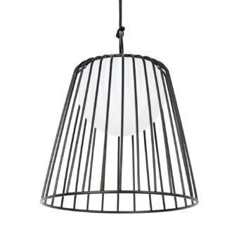Lindby LED dobíjacie vonkajšie závesné svietidlo Levino, čierna farba, kov