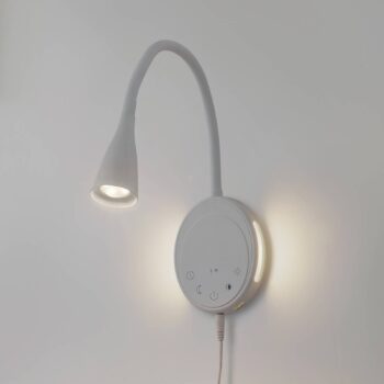 Lindby LED lampa na citanie Zayna, biela, CCT, USB, stmievateľná, časovač