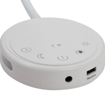 Lindby LED lampa na citanie Zayna, biela, CCT, USB, stmievateľná, časovač