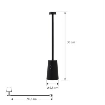 Lindby LED nabíjateľná stolová lampa Noelani, výška 30 cm, IP44,