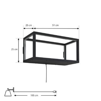 Lindby LED nástenné svetlo Birta, zástrčka, regál, 51 cm, USB
