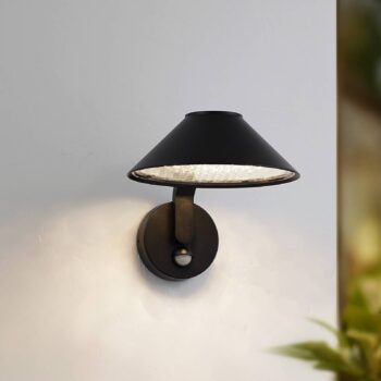 Lindby LED nástenné svetlo Capelo, čierna, kov, senzor, Ø20cm