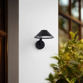 Lindby LED nástenné svetlo Capelo, čierne, kov, Ø20cm