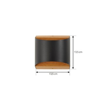 Lindby LED nástenné svetlo Lenore, čierne, kov, 13 cm, IP44