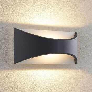Lindby LED nástenné svietidlo Mathea, 30 cm, antracit, hliník, IP65