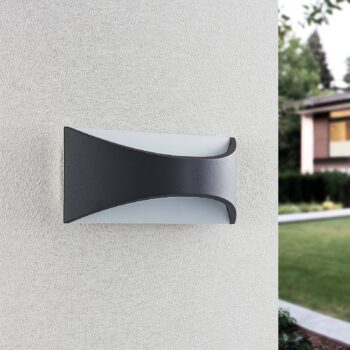 Lindby LED nástenné svietidlo Mathea, 30 cm, antracit, hliník, IP65