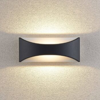 Lindby LED nástenné svietidlo Mathea, 30 cm, antracit, hliník, IP65