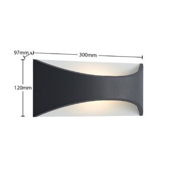 Lindby LED nástenné svietidlo Mathea, 30 cm, antracit, hliník, IP65