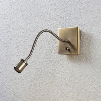 Lindby LED nástenné svietidlo Mayar, 2, mosadz, lampa na čítanie, 11 cm