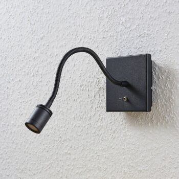 Lindby LED nástenné svietidlo Mayar, 2ks, čierne, lampa na čítanie, 11 cm