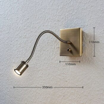 Lindby LED nástenné svietidlo Mayar, mosadz, kov, lampa na čítanie, 11 cm