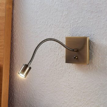 Lindby LED nástenné svietidlo Mayar, mosadz, kov, lampa na čítanie, 11 cm