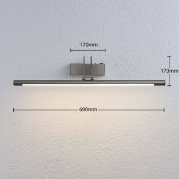 Lindby LED obrazové svetlo Mailine, 69 cm, nikel, vypínač