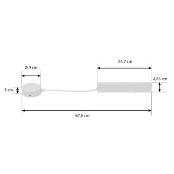 Lindby LED ovládač Lumaro, biely, dĺžka 67,5 cm, 100 W