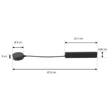 Lindby LED ovládač Lumaro, čierny, dĺžka 67,5 cm, 100 W