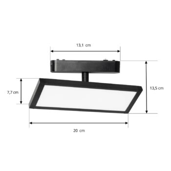 Lindby LED panel 48V Lumaro, čierny, hliník, dĺžka 20 cm, stmievateľný