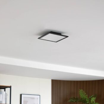 Lindby LED panel Enhife, čierny, 30 x 30 cm, kov, 4 000K