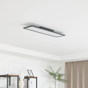 Lindby LED panel Enhife, čierny, 80 x 20 cm, kov, 4 000 K