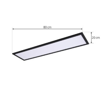 Lindby LED panel Enhife, čierny, 80 x 20 cm, kov, 4 000 K