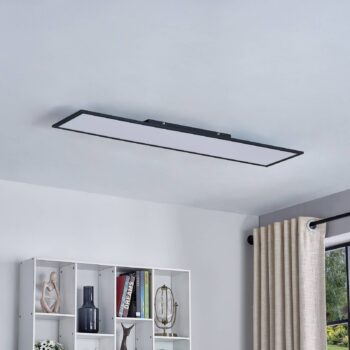 Lindby LED panel Lamin, čierny, 120 cm, CCT, stmievateľný, diaľkové ovládanie