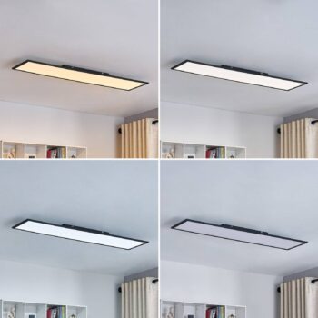 Lindby LED panel Lamin, čierny, 120 cm, CCT, stmievateľný, diaľkové ovládanie