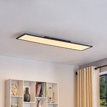 Lindby LED panel Lamin, čierny, 120 cm, CCT, stmievateľný, diaľkové ovládanie