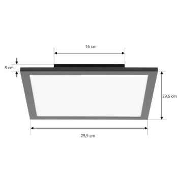 Lindby LED panel Lamin, čierny, 30 cm, CCT, stmievateľný, diaľkové ovládanie