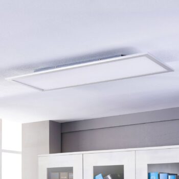 Lindby LED panel Livel, 4000K, 120cm x 30cm, strieborný, kov